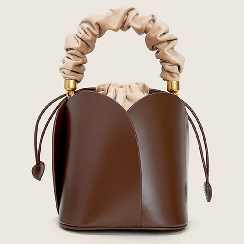 2022 Autumn Bag Women Bucket Handbag Shoulder Bag Crossbody New Style Real Leather Party Bag
