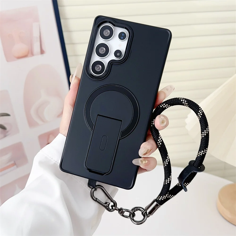 Enhanced Magnetic Wireless Charging Phone Case with Lanyard and Shockproof Bumper Cover
