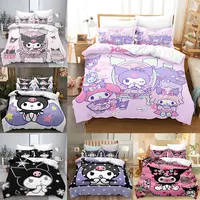 Cute Kuromi Comforter Bedding Sets Quilt Bed Cover Duvet Cover Pillow Case 2-3 Pieces Sets Kids Adult Size Bedroom Decor 1