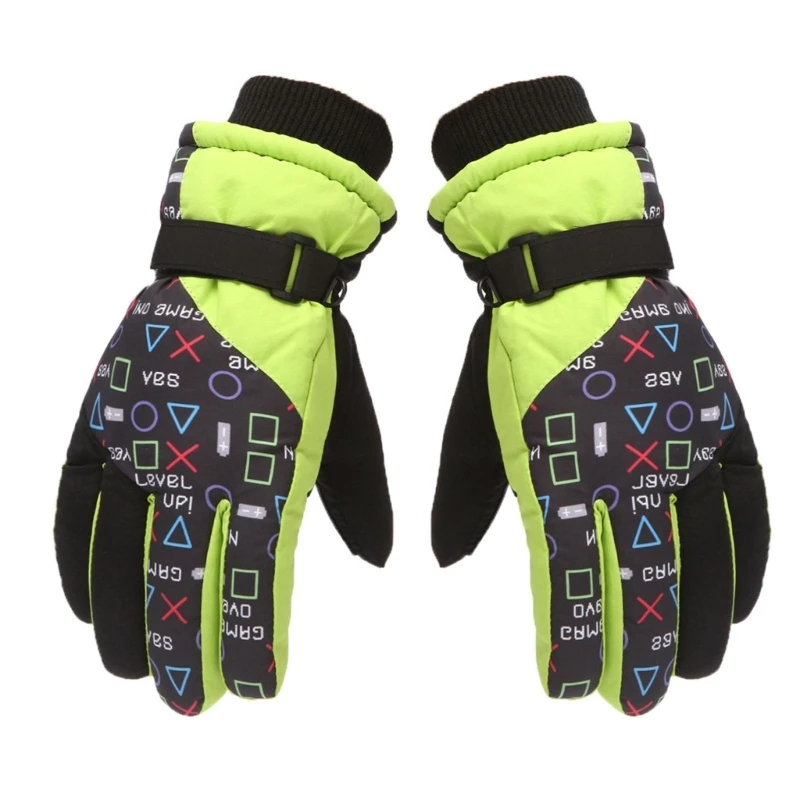 Kids Girls Boys Mittens Children Ski Gloves Thick Warm Pony Printed Waterproof Windproof Snow Gloves for Outdoor Sports 3-15Y