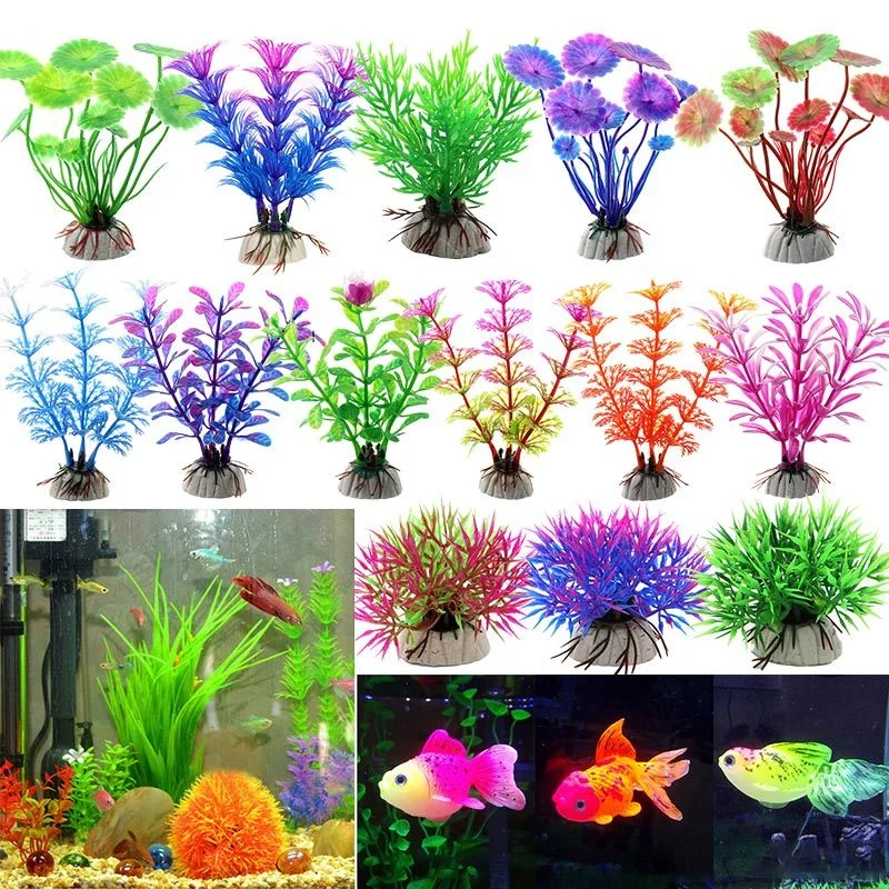 Artificial Aquarium Plants 1pc 5-12CM Grass Aquarium Decoration Water Weeds Ornament Plastic Plant Fish Tank Aquarium Decoration Accessories