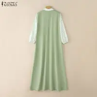 فستان عباية نسائي مسلم طويل من ZANZEA، بتصميم أزرار نصفية وياقة وأكمام منفوخة وتطريز، فستان طويل أنيق وعصري للمحجبات. 1 فستان عباية نسائي مسلم طويل من ZANZEA، بتصميم أزرار نصفية وياقة وأكمام منفوخة وتطريز، فستان طويل أنيق وعصري للمحجبات. 2