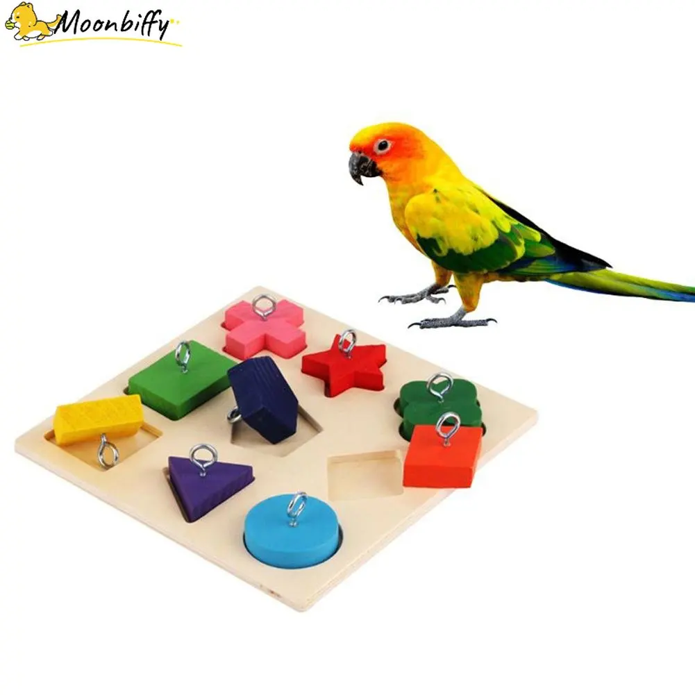 ParrotIqTrainingToys9GridColorfulWoodenBlockSafeTastelessPet