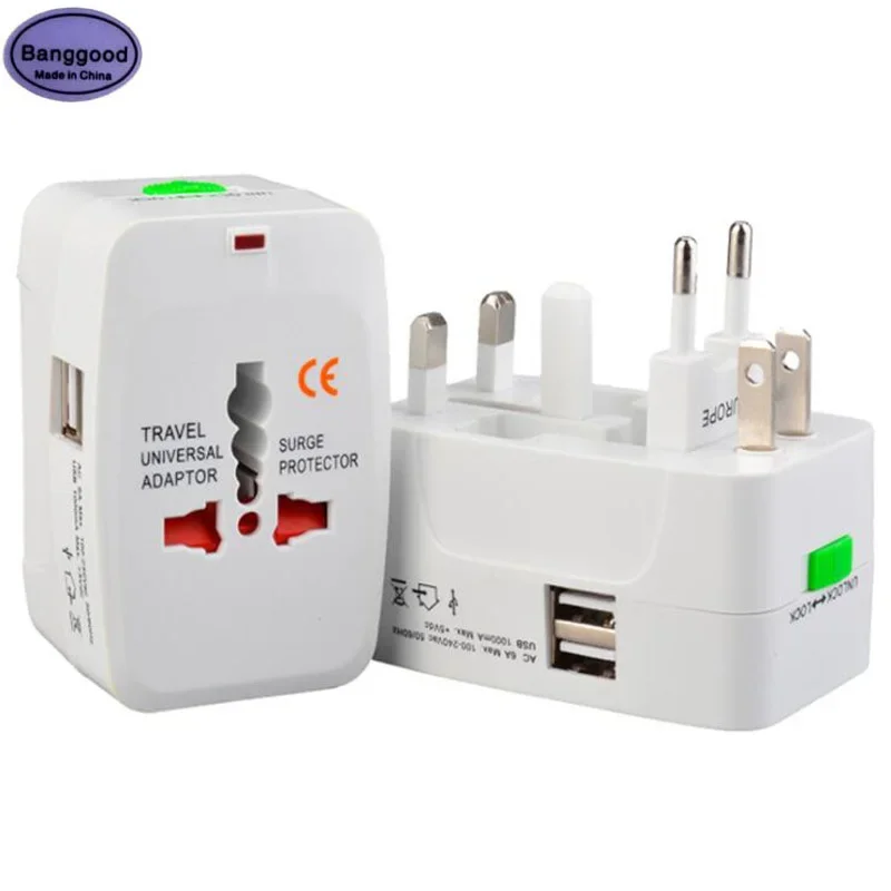 All in One AC Power Socket Adapter Worldwide Travel Universal Wall Charger Converter USB Charging Port EU UK US AU Electric Plug universal dual usb travel charger international power converter worldwide us eu uk au wall socket plug multi outlets adapter