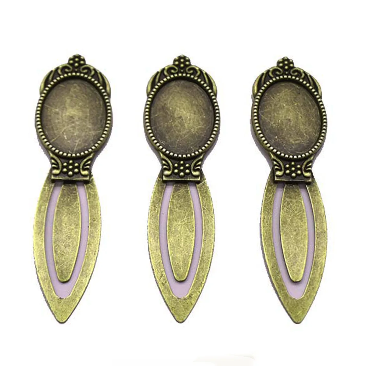 Lesezeichen, Basisrohlinge, Lünette, bronzefarbene Metallblume zum Lesen von Büchern, passend für 18 x 25 mm Cabochon-Edelsteine, Cameo-Fassungstablett, 81 mm