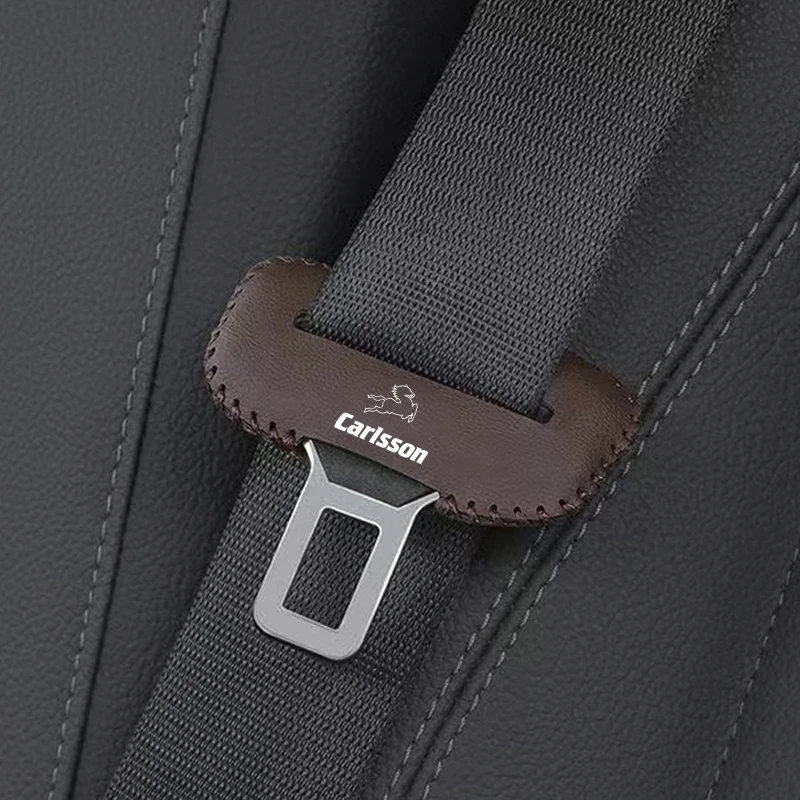 Car Seat Belt Buckle Cover Leather Protector Anti-collision Case 2pcs For CARLSSON