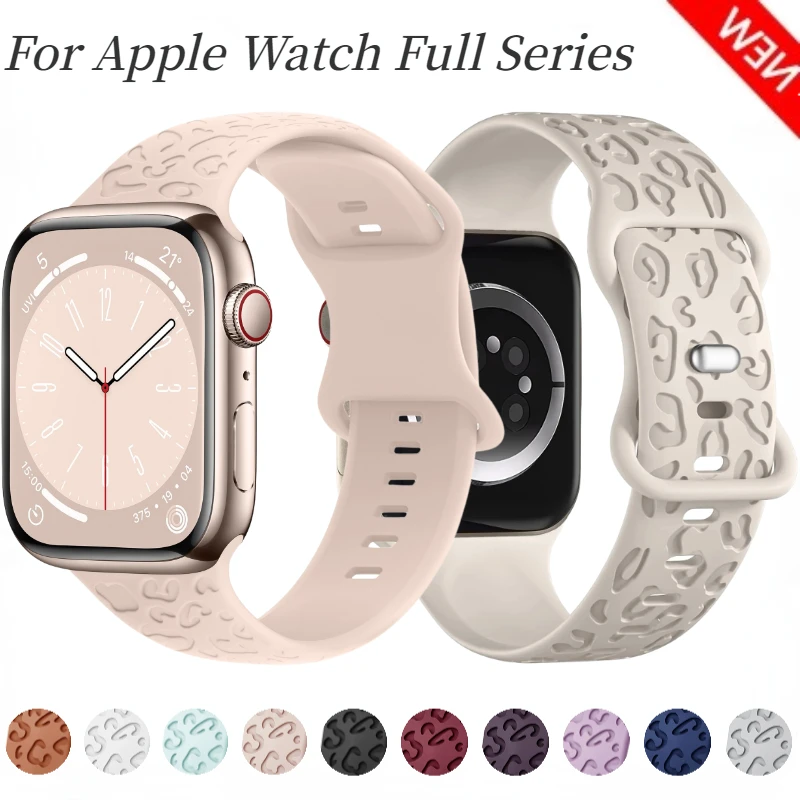 

Silicone Strap For Apple Watch 8 7 45mm 41mm Ultra 49mm Leopard Print Bracelet Wristband iWatch 6 5 4 3 SE 44mm 40mm 42mm Correa