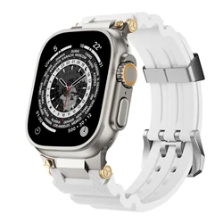 Enhanced Sport Rubber Band for Apple Watch - Replacement Belt/Bracelet for Various Sizes (Ti - White)