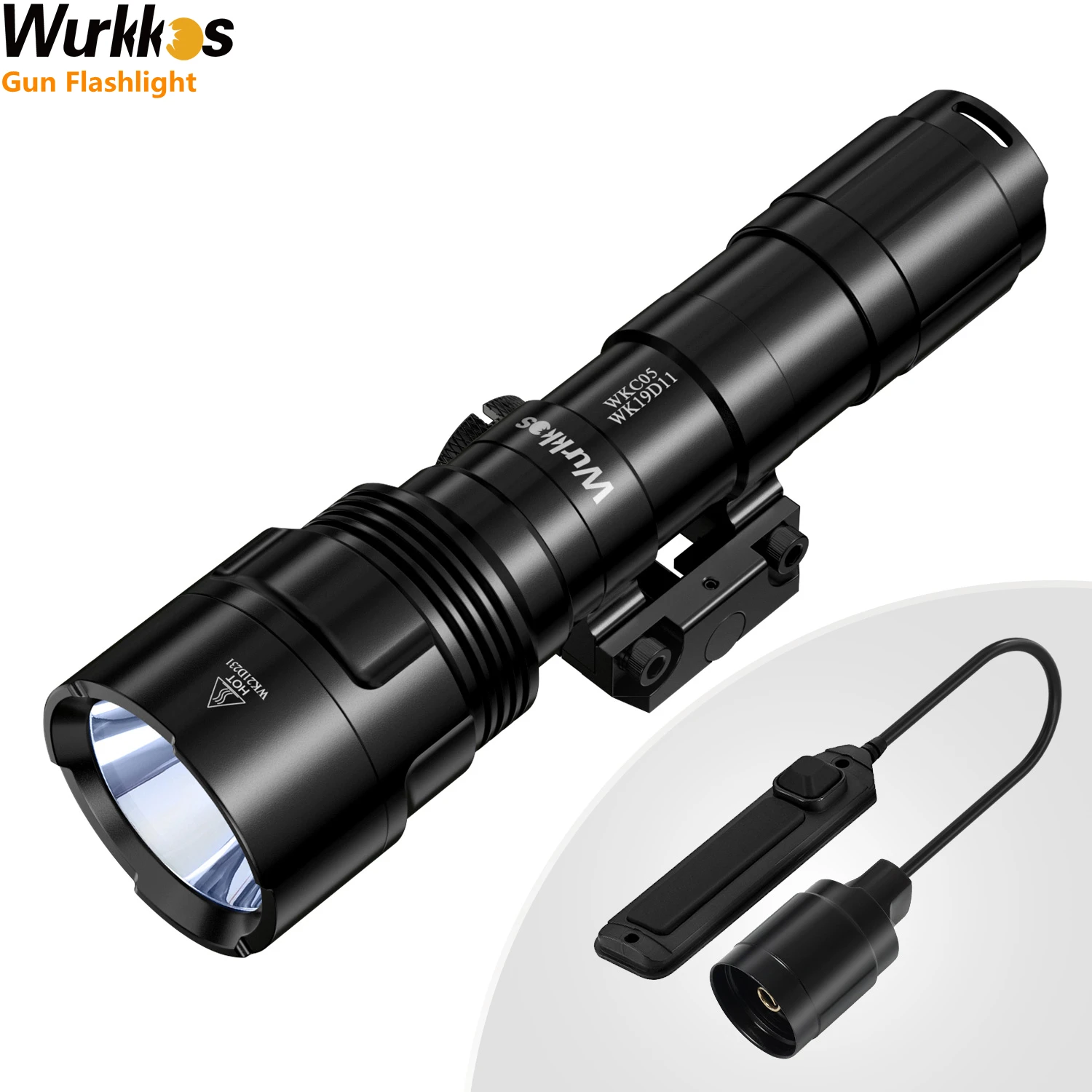 best rechargeable torch Wurkkos Tactical Gun Flashlight Professional LED Weapon Light Cree XPL 1000 Lumens Remote Pressure Switch For Hunting Adventure best flashlights