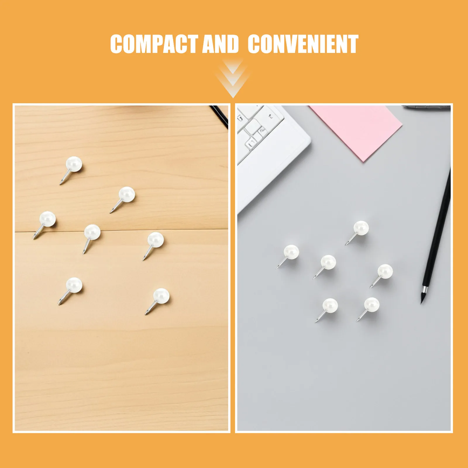 50개입 진주 디자인 플라스틱 압정, 게시판, 달력, 공예 프로젝트, 벽걸이 용도에 적합한 장 푸시핀