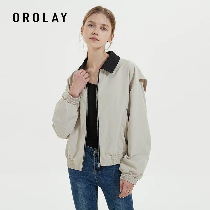 

Orolay Женская Повседневная Куртка бомбер куртки на молнии пальто с двумя карманами