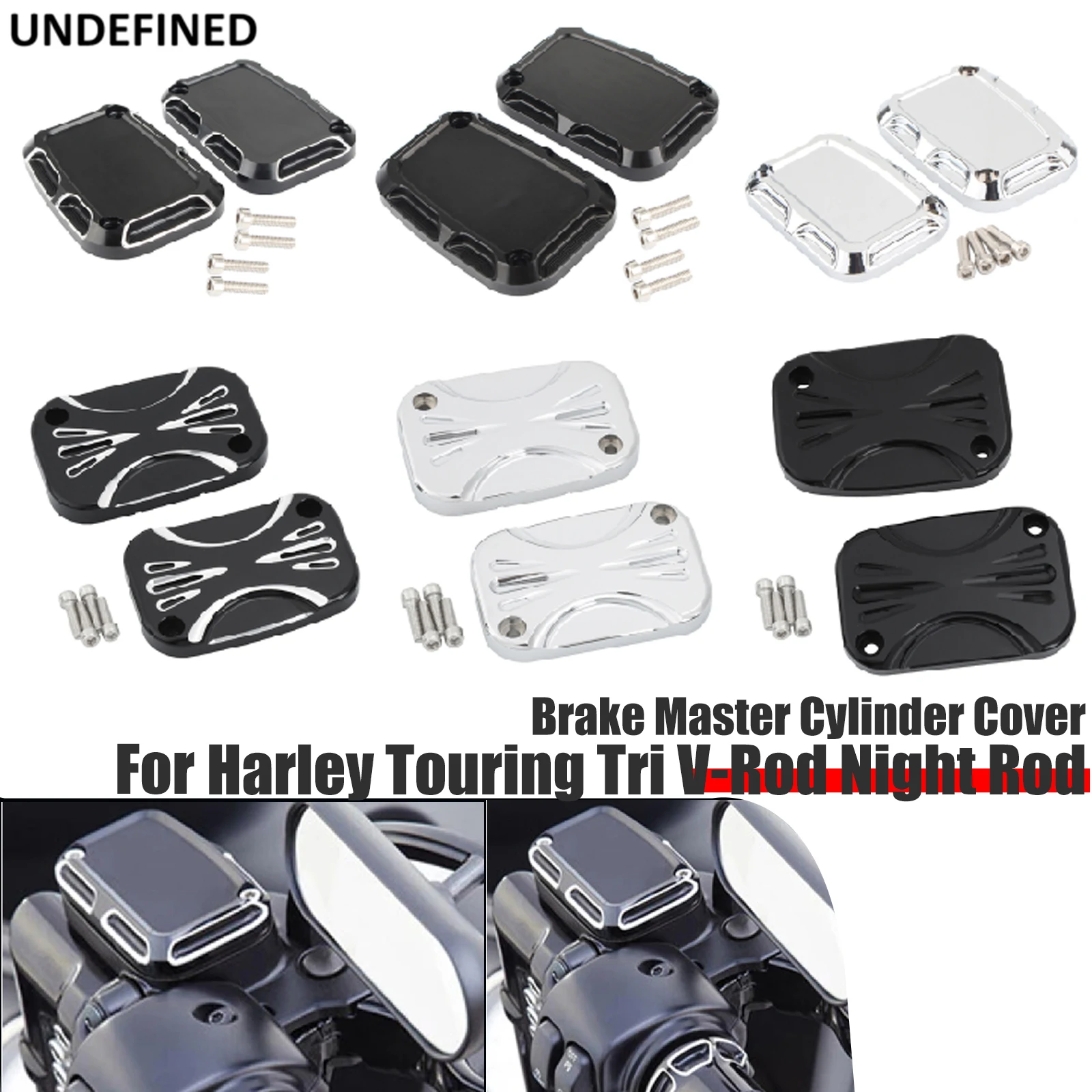 Copertura Cilindro Freno Moto NATGIC - Alluminio CNC Nero Cromato Per Harley - Foto 3