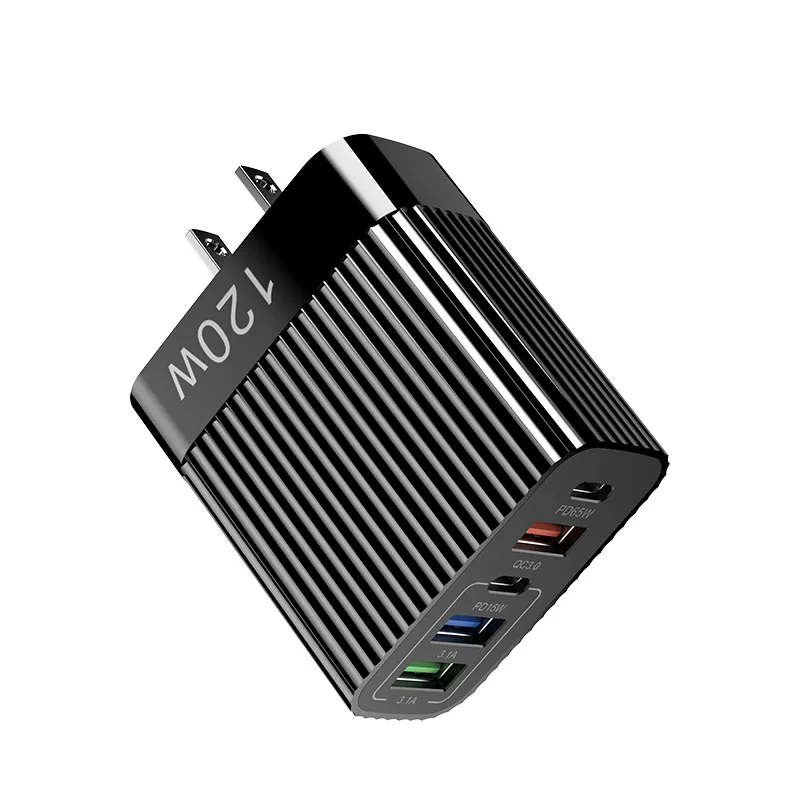 120 Вт 5-в-1 USB PD швидкий зарядний пристрій для роз'ємів USB Type C, адаптер для швидкого заряджання мобільних телефонів, адаптер для подорожей для iPhone 17, Xiaomi, Samsung