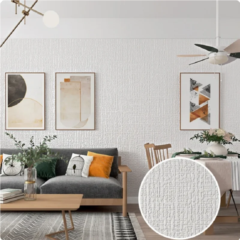 1.5ft&sup2;/Roll Foam Linen Wall Stickers Moisture-proof Vinyl Self-adhesive Wallpapers Baby Living Room DIY Home Decoration Stickers
