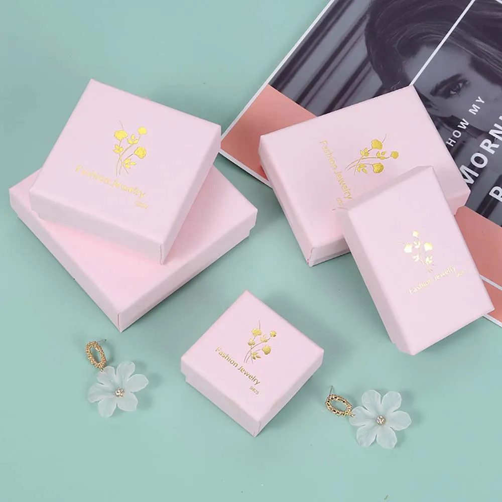 24pcs Pink Paper Jewelry Packaging Boxes Hot Roses Fashion Jewelry Gift box Necklace Bracelet Rings Earrings Organizer Case