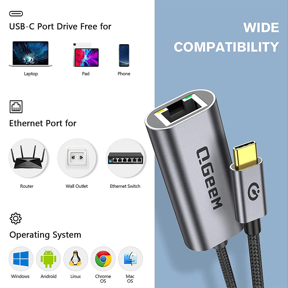 High-Speed USB-C to Ethernet Network Adapter