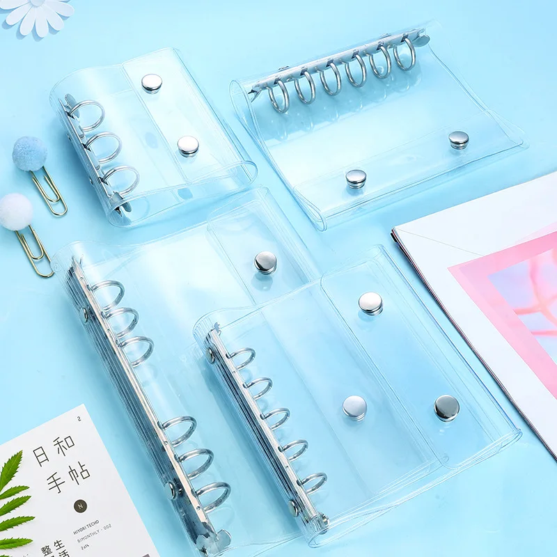 PVC 투명 이중 단추, 느슨한 잎 바인더, 노트북 커버, 노트 북 저널 플래너, 사무실 문구 용품, A6, A7, M5, A8
