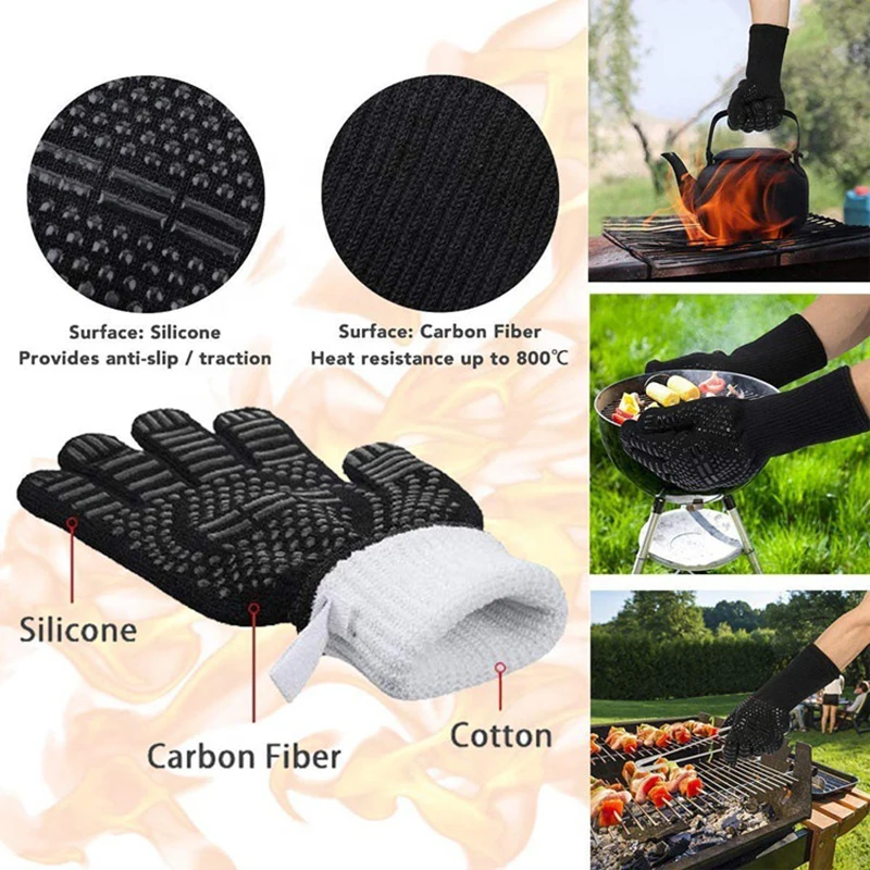 2pcs/set BBQ Glove High Temperature Resistance Oven Mitts Degrees Barbecue  Heat Insulation Microwave Kitchen Oven Glove - AliExpress