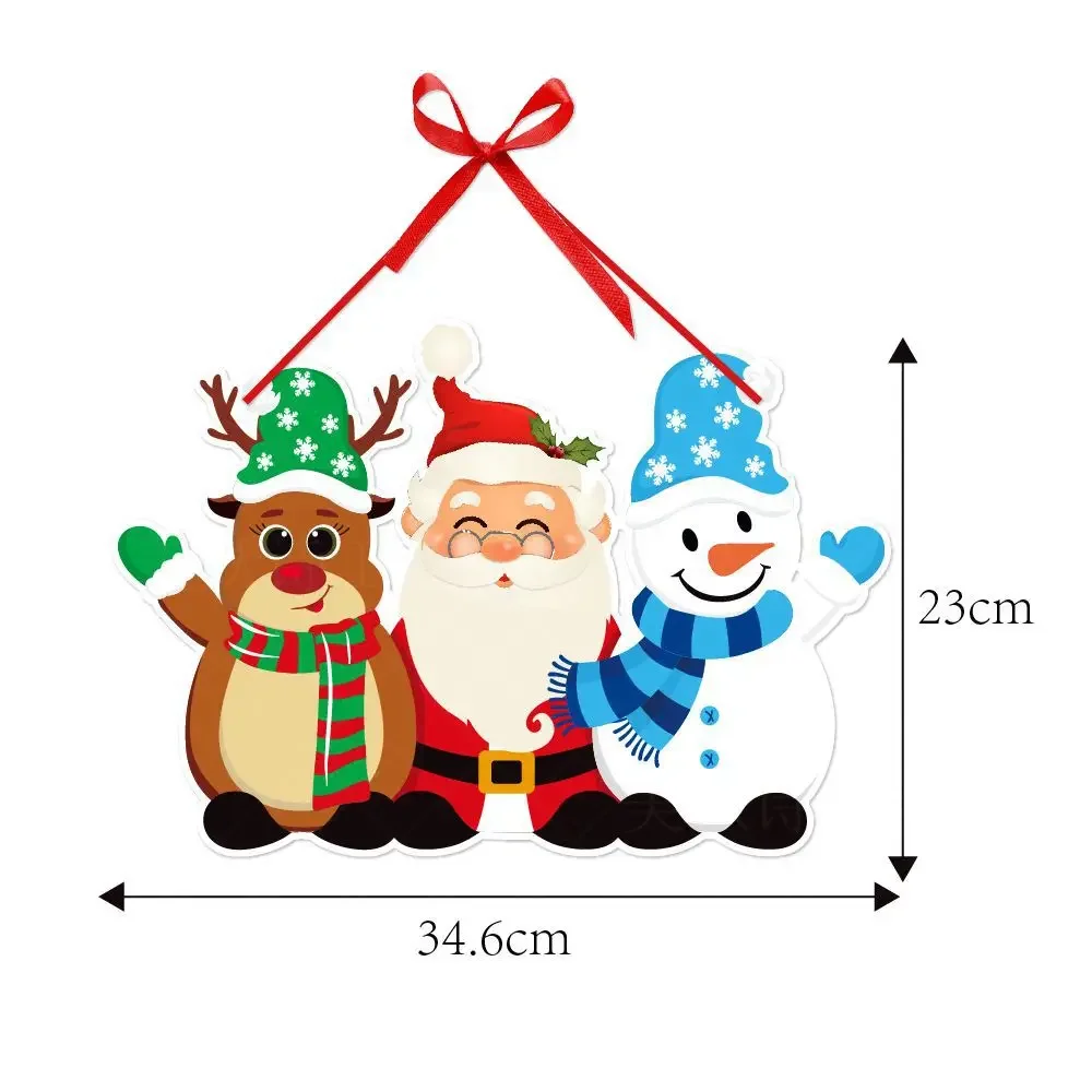 Christmas Door Decoration Paper Santa Claus Snoweman Hanging Ornament for Home Christmas Door Pendant Christmas Decoration 2024