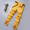 New Autumn Men's Yellow Pink Red Slim Jeans Classic Straight Elasticity Denim Pants Male Brand Stretch Skinny Colorful Trousers 4