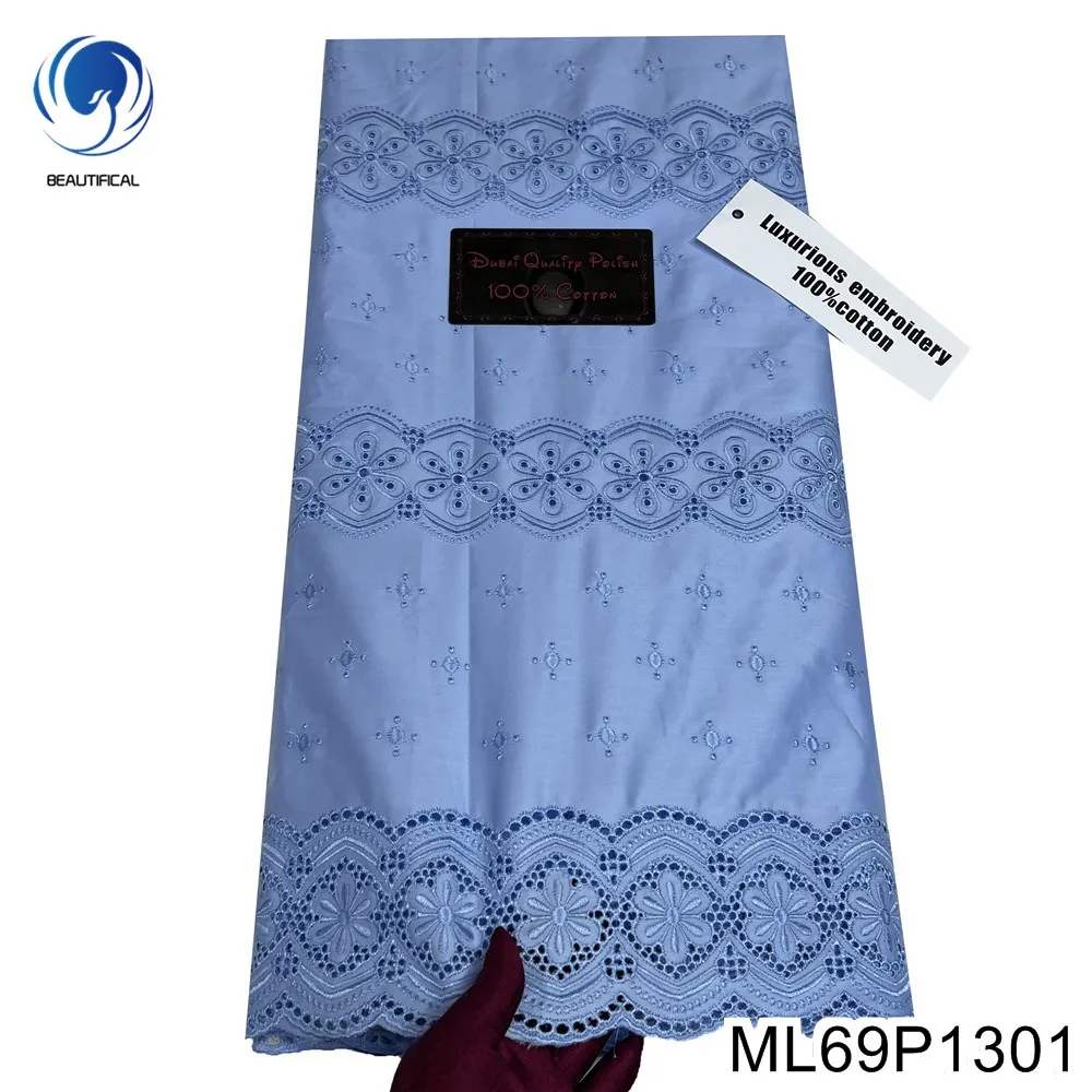 

Новое поступление женской нарядной одежды, роскошная вышивка 100% хлопок, Африканский шелк, швейцарская вуаль кружева, ML69P13