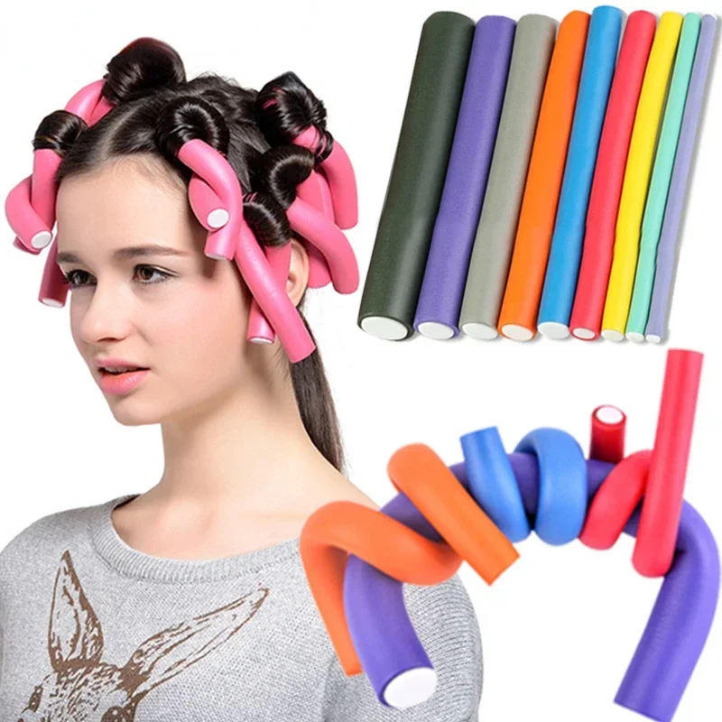 Sponge Hair Curlers Rollers 10pc Foam Heatless Curling Rod Soft Bendy Twist Curls Tool DIY Hair Styling Tools Random Color Hair Styling Tool Hair Curling Tools