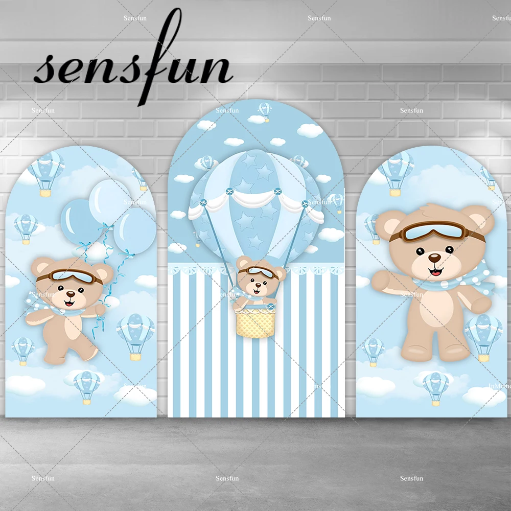 

Boys Oh Baby Hot Air Balloons Arch Backdrop Cover Sky Blue Clouds Bear Kids Baby Shower 1st Birthday Party Chiara Backgrounds
