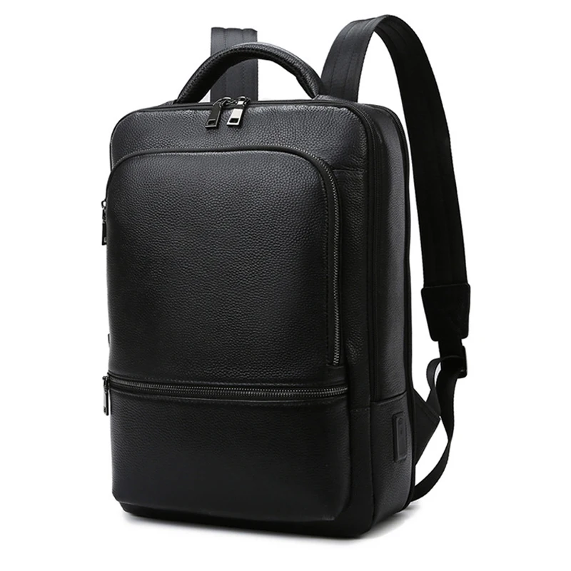 2024 New Business Men Backpack First Layer Cowhide Men's Bag Genuine Leather Schoolbag Large 15.6 Inch Laptop Travel Backpack 2