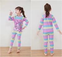 Kids Wet suit Long Sleeve Surfing Suit Rainbow Star Unicorn Diving Snorkeling Swimming Jumpsuit  Dive Swimwear Girls With Cap 4