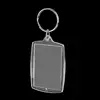 100Pcs Photo Keychain Rectangle Transparent Blank Acrylic Insert Photo Picture Frame Keyring Key Holder DIY Split Ring 4