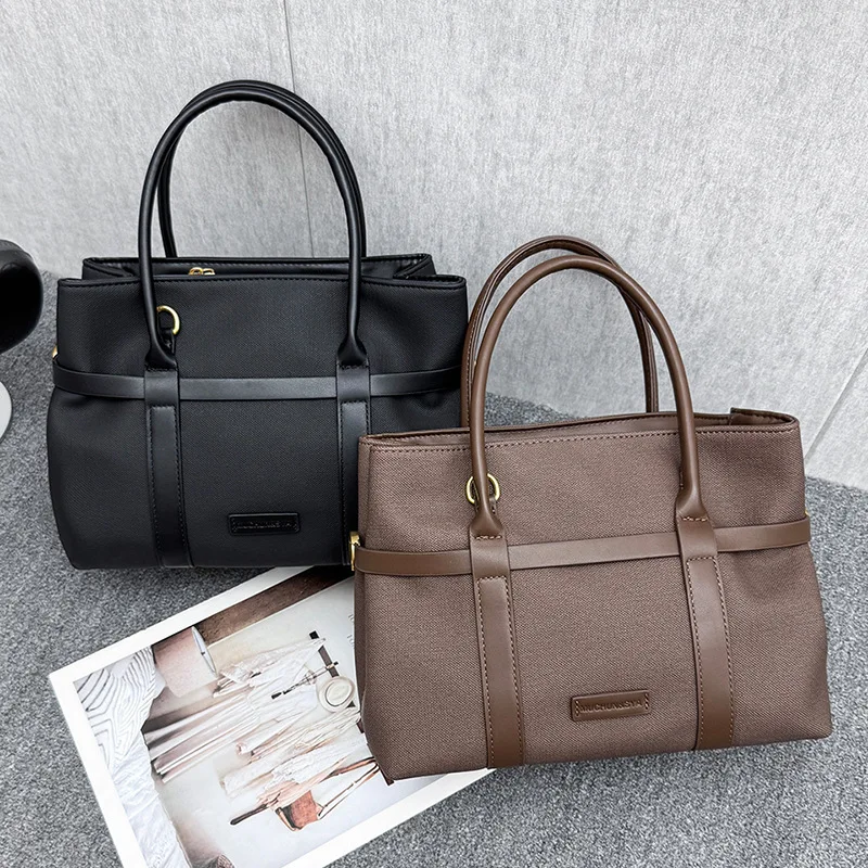 NEW Luxury Large Capacity pu Leather Tote Bag Women's Handbag Soft nylon Material Open Style Neutral Minimalist Trend