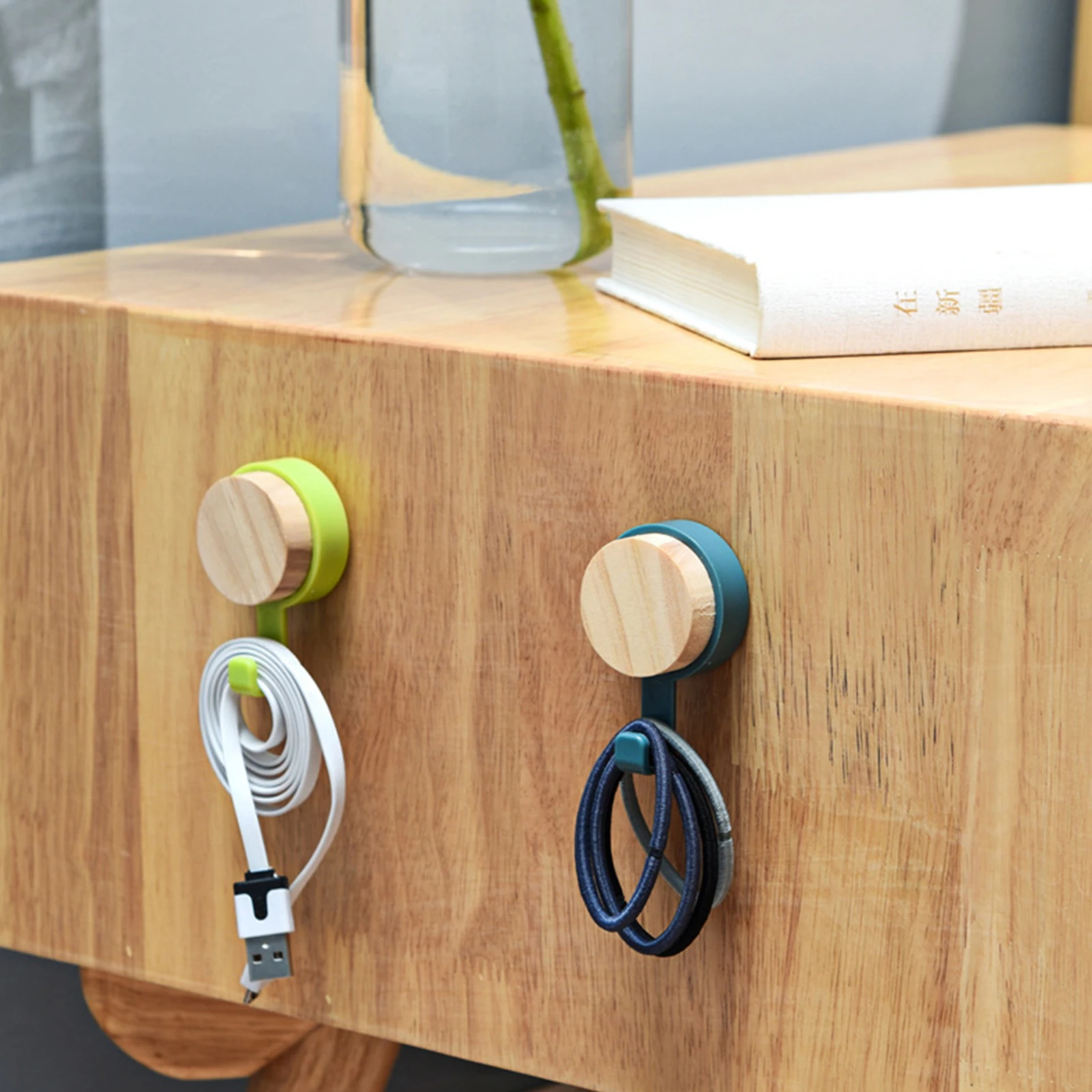 Self Adhesive Hooks 1Pcs Strong ABS Wood Hat Racks Key Hanger Wall Organizer Kitchen Bathroom Accessories