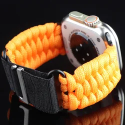 Outdoor Woven Nylon Watch Strap Bracelet - 38 40 41mm (Orange)