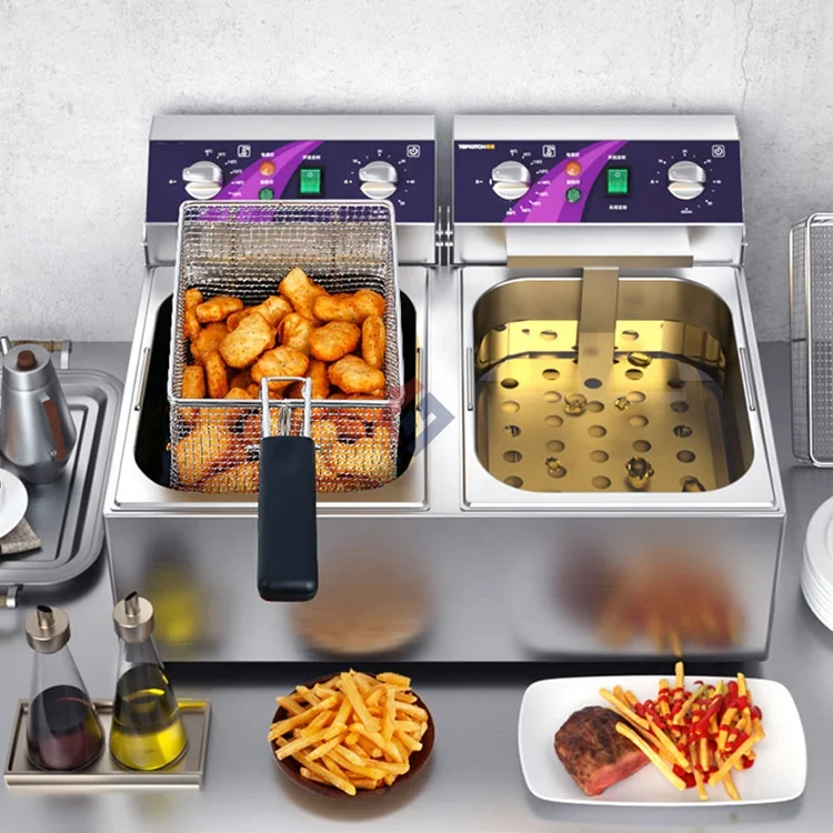 Double Tanks Double Baskets Commercial Chicken Fryer Electric Deep Fryers