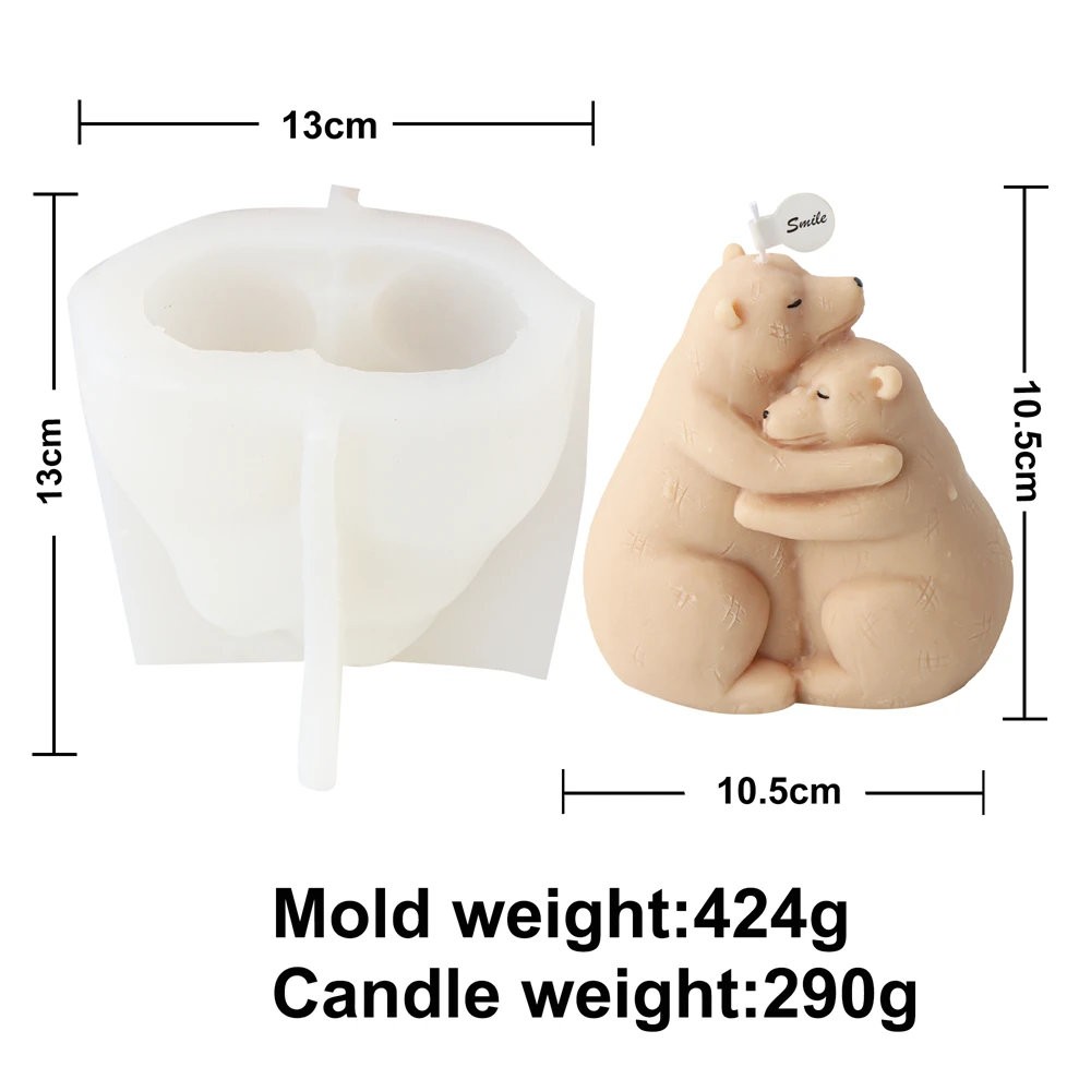 Cute 3D Cartoon Bear Silicone Candle Mold for DIY Scented Candles and Home Decor