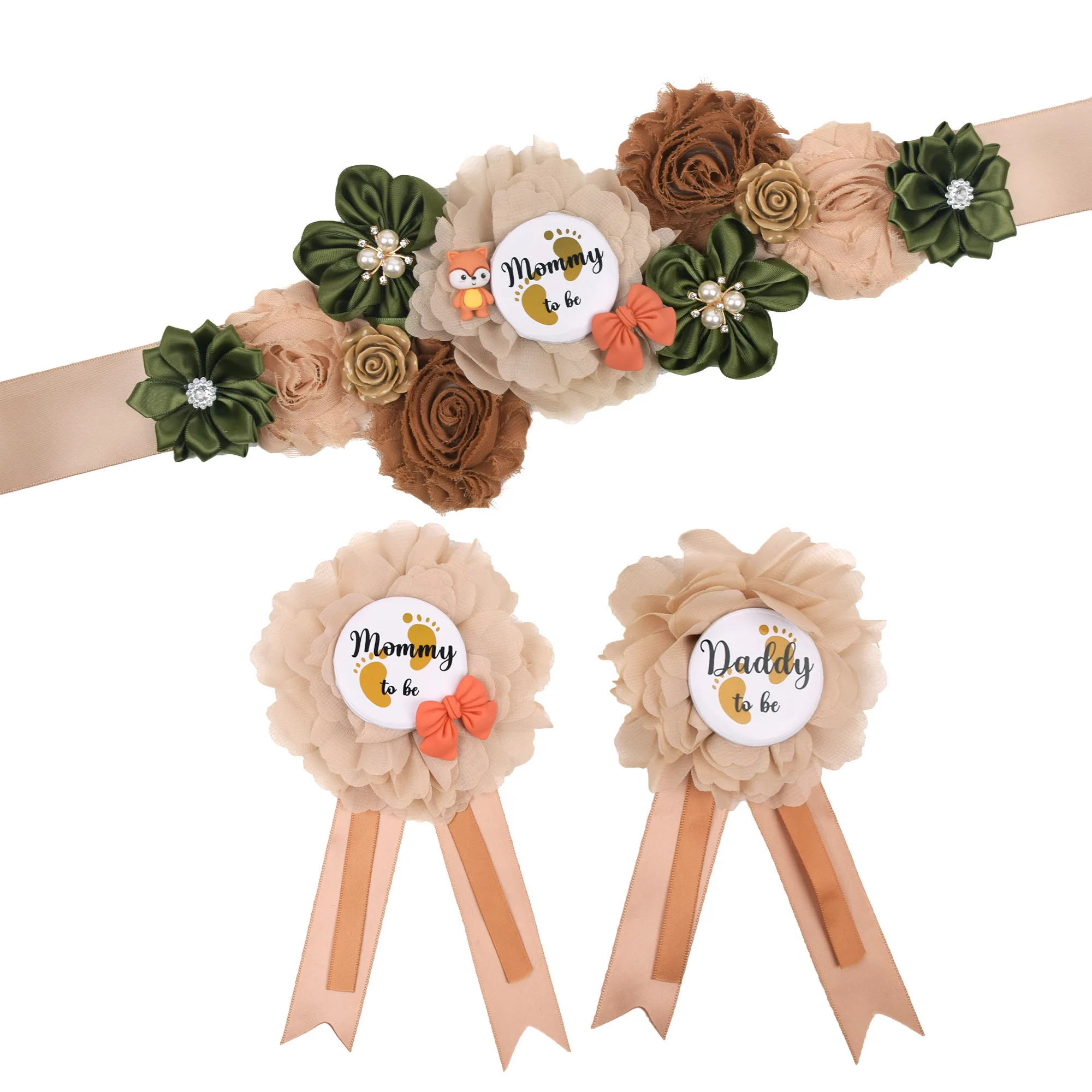 Wood land Maternity Sash Belt Women Fox Fancy Flower Sash Pregnancy Belly Belt Photo Props Gift Baby Shower Party maternity support band