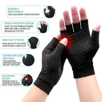 Copper Arthritis Compression Gloves Rheumatoid Arthritis Pain Relief Swelling Fingerless Glove for Computer Typing Joint Support 2
