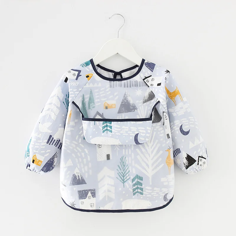 Newborn Baby Bibs Waterproof Long-sleeved Reverse Dressing Infant Eating Clothes Apron Bib Protective Clothing 0-2Years baby bib,feeding bib,cotton bib set,cotton bib