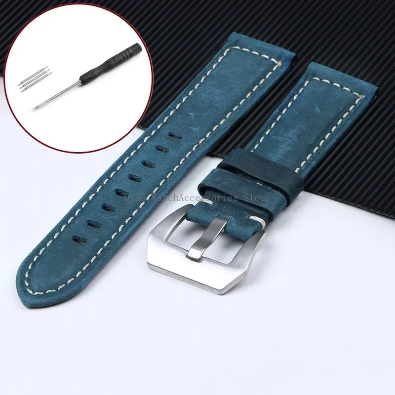 Cowhide Crazy Horse Leather Sport Bracelet - Unisex Business Watch Band & Soft Wristband
