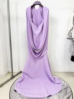 HIGH STREET Newest 2026 Designer Vestido Women's Diamonds Beaded Backless Cape Sleeve Floor Length Maxi Long Dress - Image 4