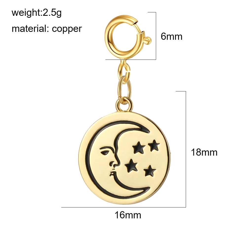 3 Stück süße Frühlingsschnallen DIY Emaille Sterne Mond Sonne Charms Anhänger Schmuck Goldene Herstellung Schlüsselanhänger Halskette Zubehör Großhandel – Detail 5