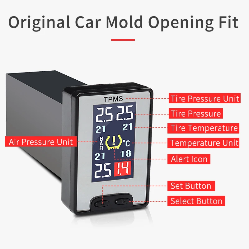 Tire Pressure Monitoring System Digital LCD Screen for 2010-Toyota Land Cruiser Prado 150 Car Security Alarm System