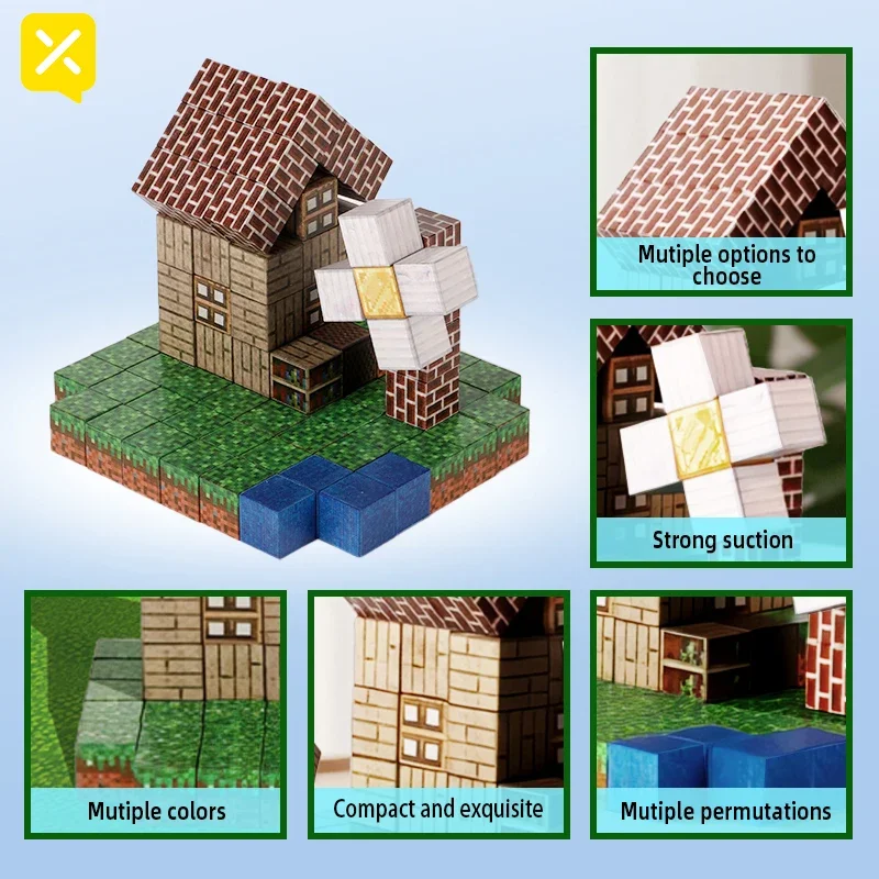 105PCS Magnetic Cube Garden Building Children's DIY Educational Toys Cube Sensory Building Birthday Daily Holiday Gift