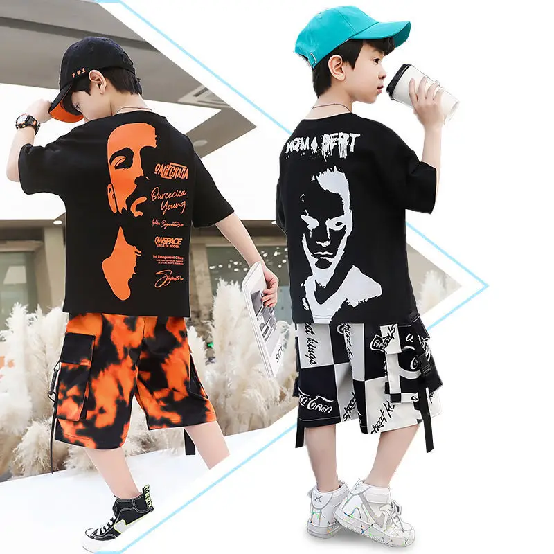 

Boys Clothing Sets Summer Casual Outfit T-shirt + Pants Boys Clothes Children Clothing Suit Kids Tracksuit Teen 6 8 9 10 12 Year