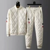 Mens Y2k Suit Autumn Winter Thick Warm Cold-Proof Suit Windproof Fashion Brand High Collar Cotton Coat Trousers Two-Piece Suit 3