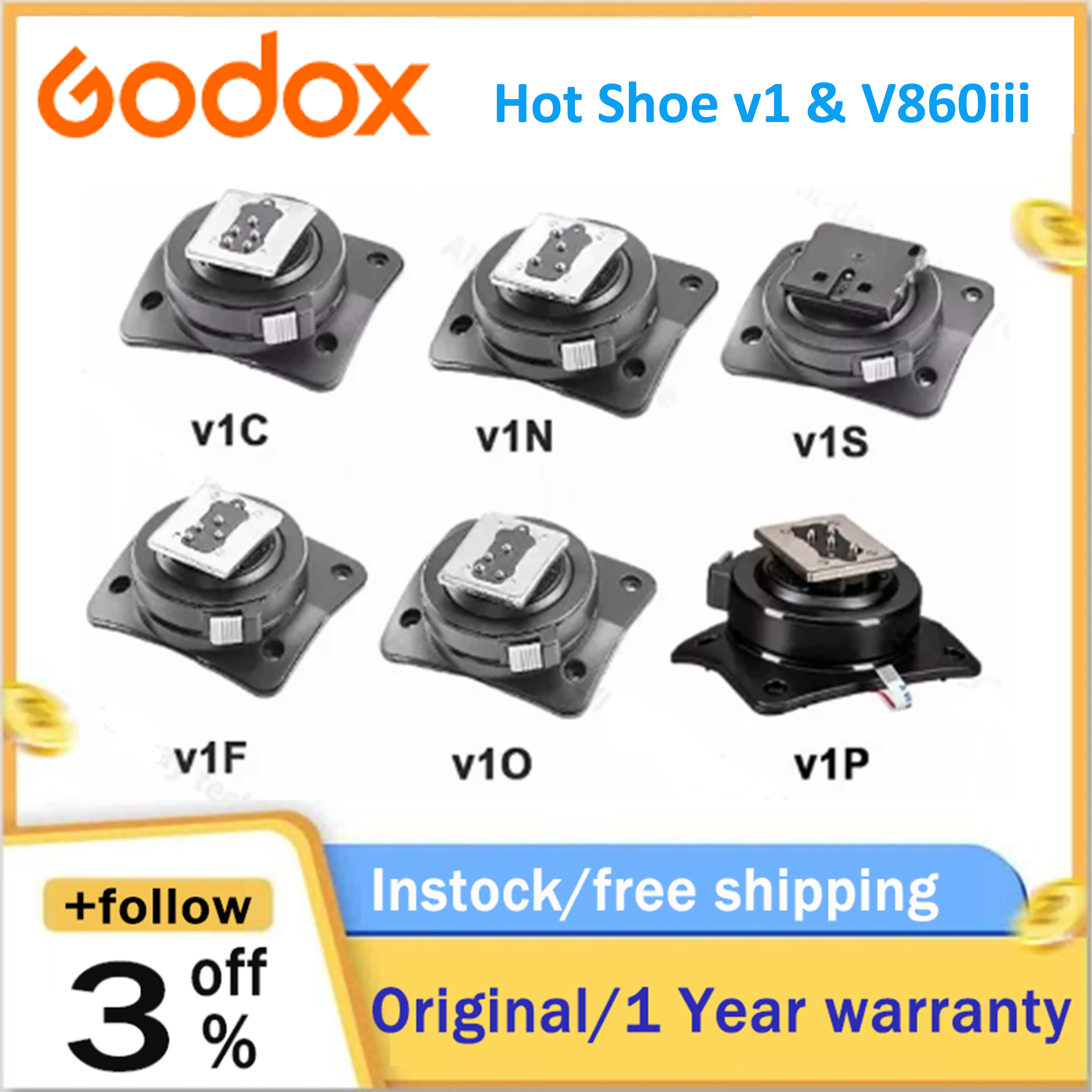 Godox V1&V860iii Flash Hot Shoe Replace Accessories compatible Speedlite V1C V1N V1S V1F V1O V1P forIconic Brand Nikon Iconic Brand Pentax DSLR