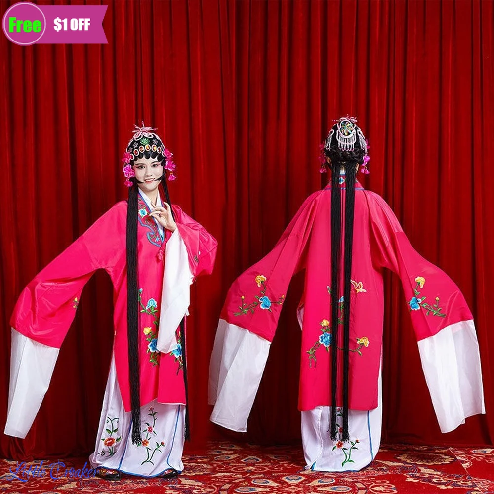 Peking Opera Drama Costume Chinese Yue Huangmei Opera Practice Clothes Water Sleeves Miss Costume Female Performance Dress