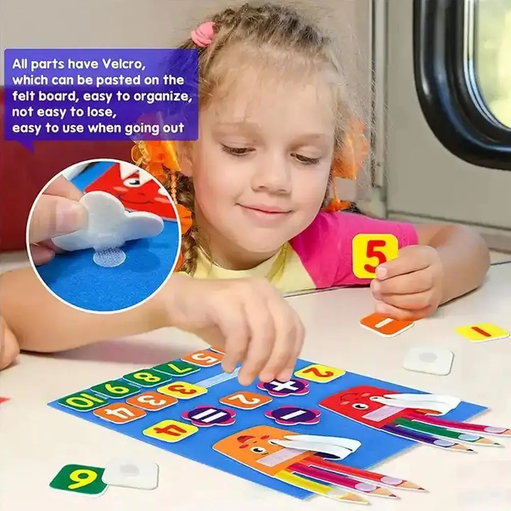 Felt Montessori Math Toy Children Pen Counting Busy Educational Board Early and Toys Kids 32*30cm Addition Subtraction N8W6