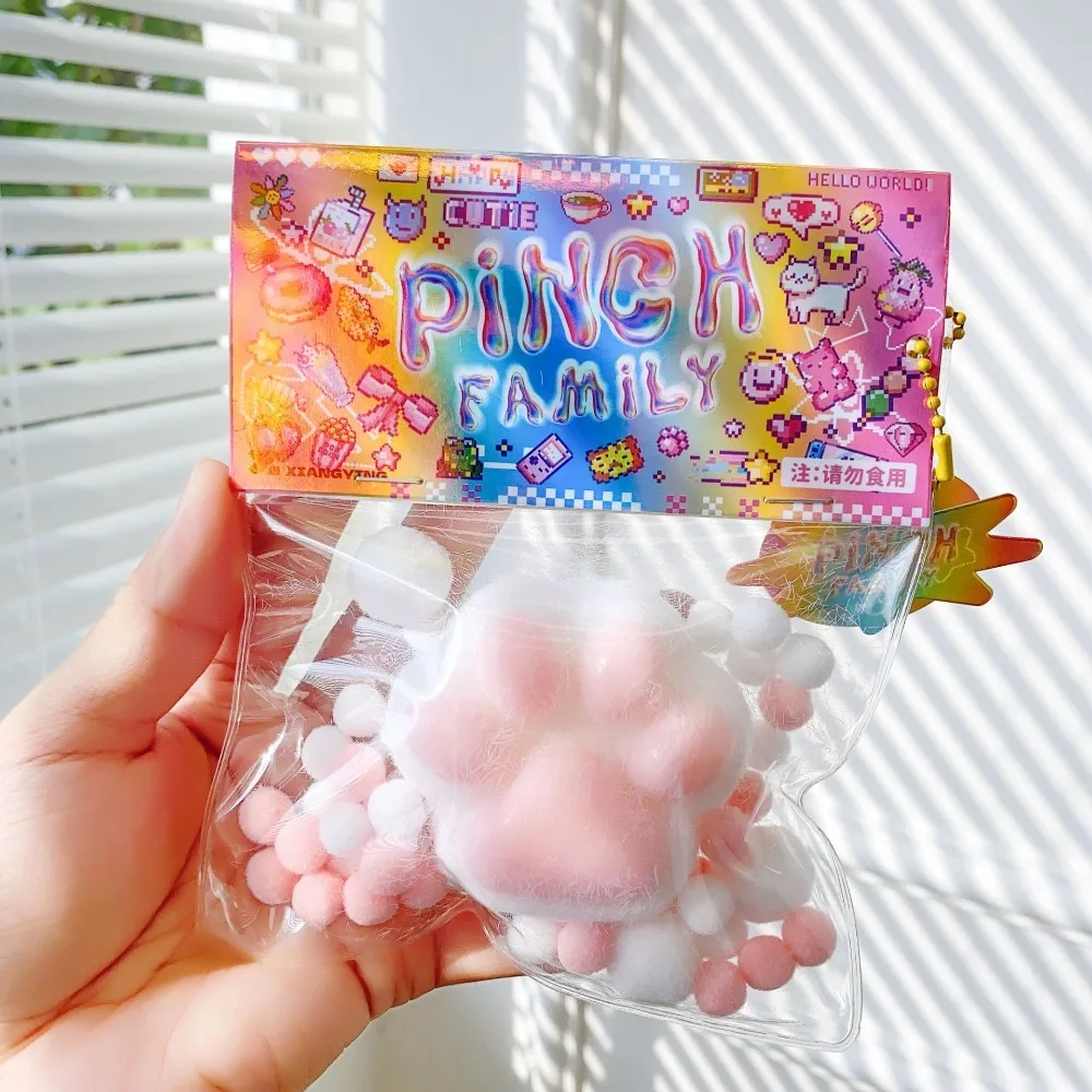 New PU Squeeze Toy Cat Foot Mochi Fidget Toy Antistress Ruduce Stress Fidget Therapy Beads Boys 2