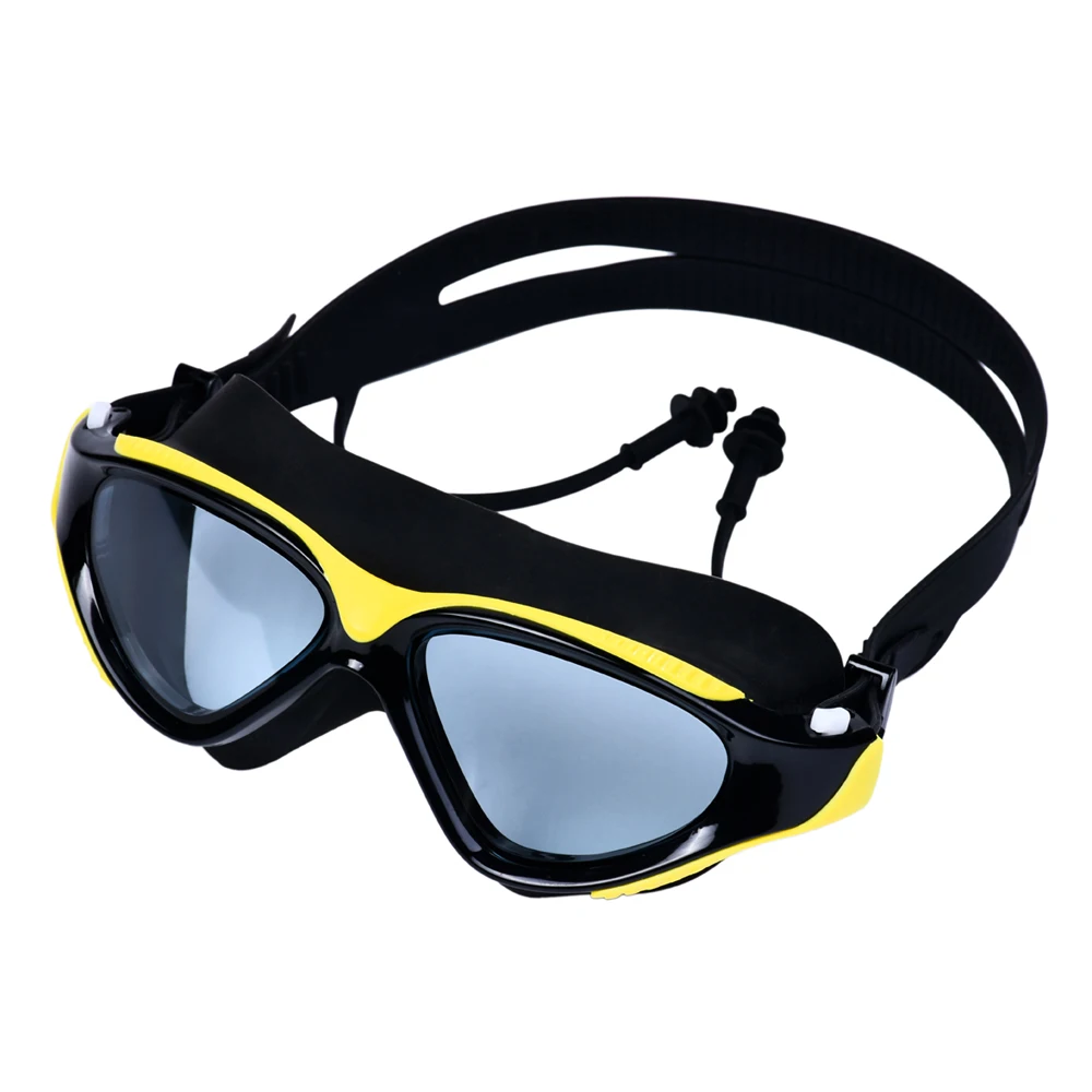 Adult swimming goggles high-definition one-piece earplugs goggles waterproof fog-proof men and women big frame swimming goggles 2